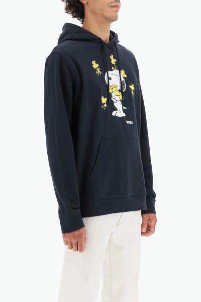 Shop Hugo Boss Peanuts Hoodie In Blue