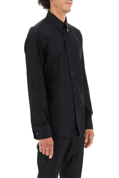 Shop Dolce & Gabbana Cotton Shirt With Dg Application In Black