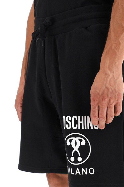 Shop Moschino Double Question Mark Logo Sweatshorts In Black