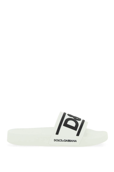 Shop Dolce & Gabbana Dg Logo Slides In White,black