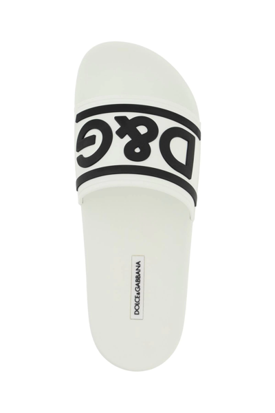 Shop Dolce & Gabbana Dg Logo Slides In White,black
