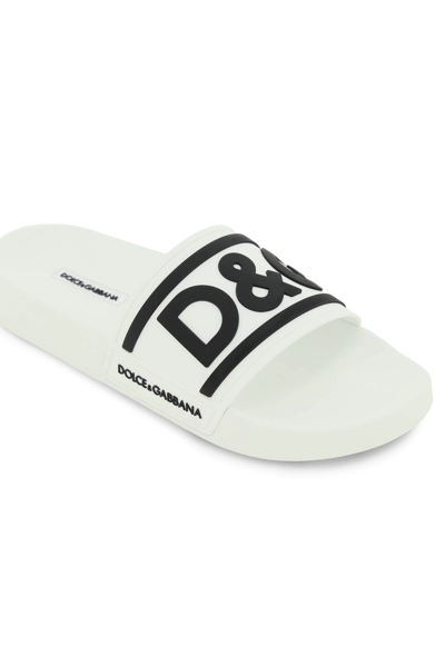 Shop Dolce & Gabbana Dg Logo Slides In White,black