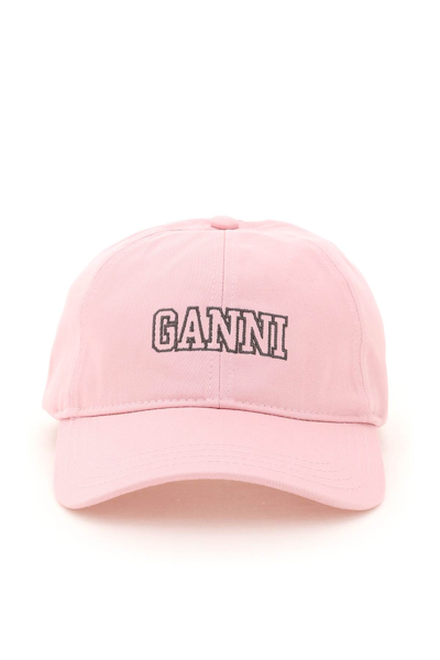 Shop Ganni Organic Cotton Baseball Cap In Pink