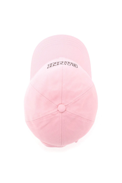 Shop Ganni Organic Cotton Baseball Cap In Pink