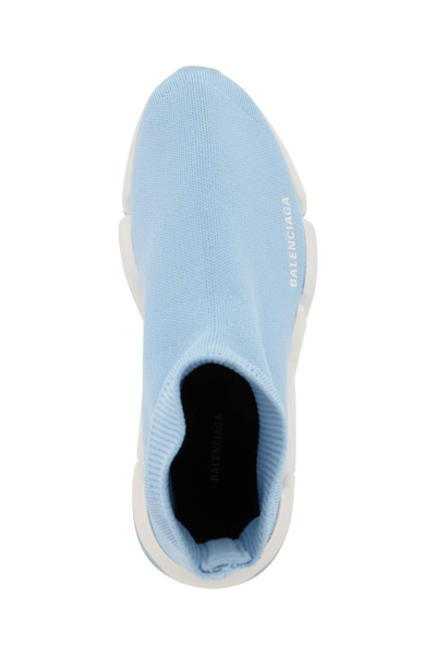 Shop Balenciaga Stretch Knit Speed Sneakers In Light Blue