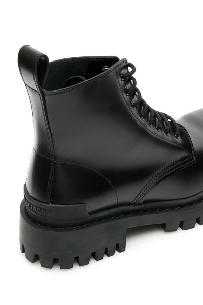 Shop Balenciaga Leather Strike Combat Boots In Black