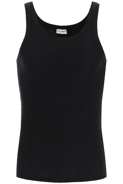 Shop Dolce & Gabbana Cotton Tank Top In Black