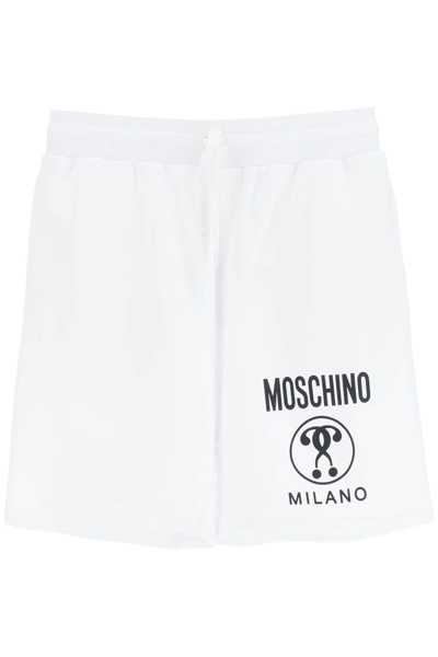 Shop Moschino Double Question Mark Logo Sweatshorts In White