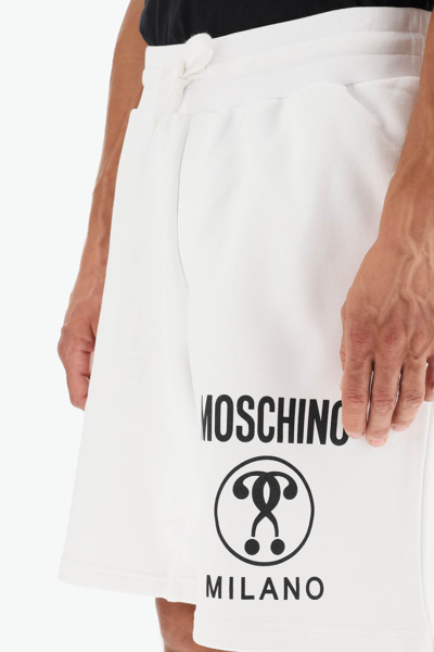 Shop Moschino Double Question Mark Logo Sweatshorts In White