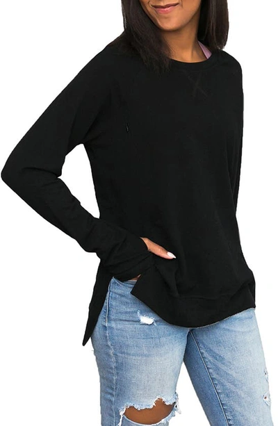 Shop Love And Fit Nursing Crewneck Sweater In Black