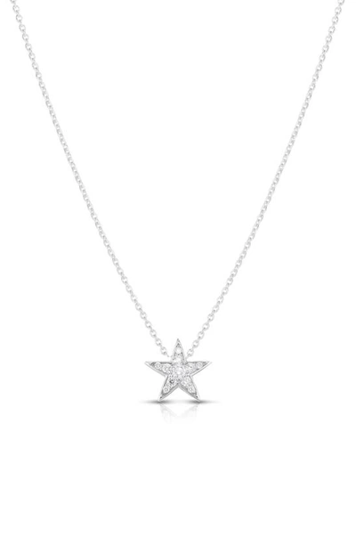 Shop Roberto Coin Diamond Star Pendant Necklace In White Gold