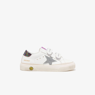 Shop Golden Goose White May Low Top Leather Sneakers