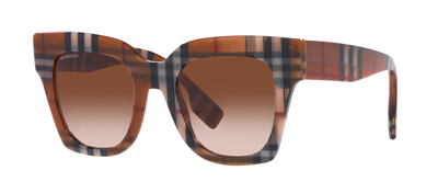 Shop Burberry Kitty Be4364 396713 Butterfly Sunglasses In Brown