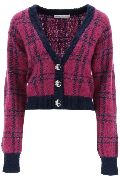 Shop Alessandra Rich Tartan Wool And Mohair Cardigan In Mixed Colours