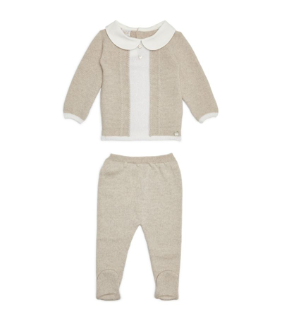 Shop Paz Rodriguez Wool Sweater And Leggings Set (1-12 Months) In Beige