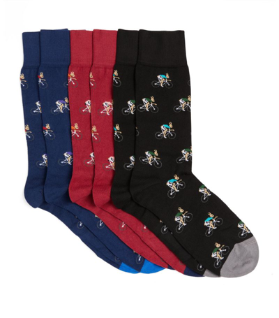 Shop Paul Smith Cycling Rabbit Print Socks (pack Of 3) In Multi