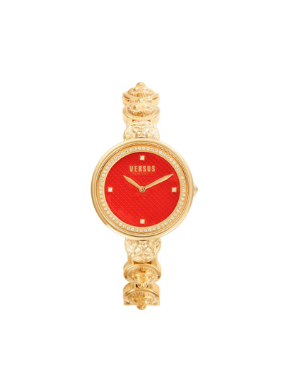 Shop Versus Women's 34mm Goldtone Stainless Steel & Crystal Bracelet Watch In Red