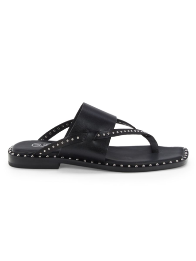 Shop Ash Women's Studded Leather Toe Loop Sandals In Black
