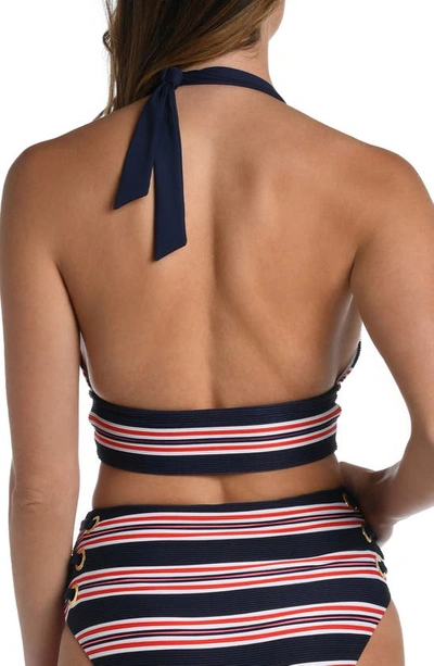 Shop La Blanca Sailor Halter Neck Longline Bikini Top In Indigo