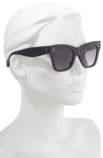 Shop Celine 50mm Polarized Square Sunglasses In Black/ Grey Polar