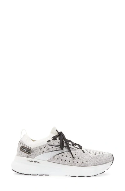 Shop Brooks Glycerin Stealthfit 20 Running Shoe In White/ Grey/ Black