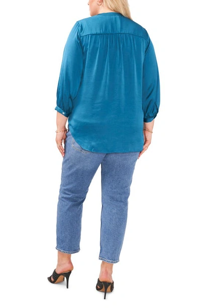 Shop Vince Camuto Rumple Satin Blouse In Teal Waters
