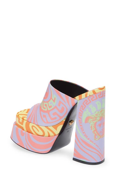 Shop Versace Medusa Music Platform Slide Sandal In Coral Orchid Pinapple