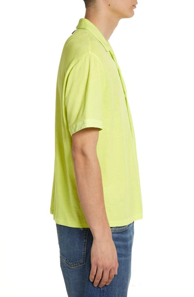 Shop Rag & Bone Avery Short Sleeve Linen & Cotton Knit Button-up Camp Shirt In Yellow