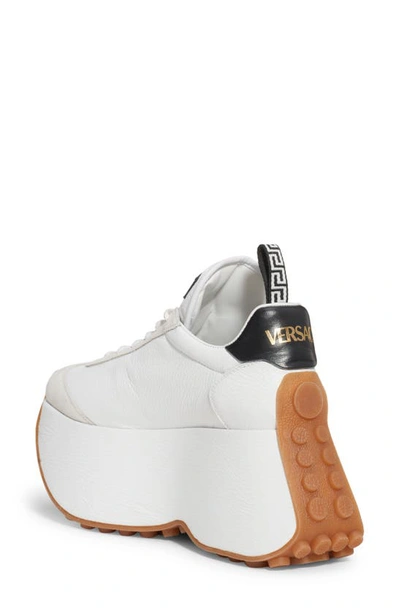 Versace White Leather Triplatform Sneaker | ModeSens