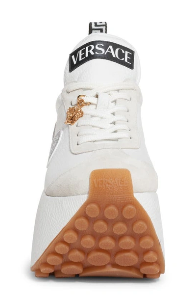 Shop Versace Platform Sneaker In White Black  Gold