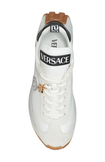 Shop Versace Platform Sneaker In White Black  Gold