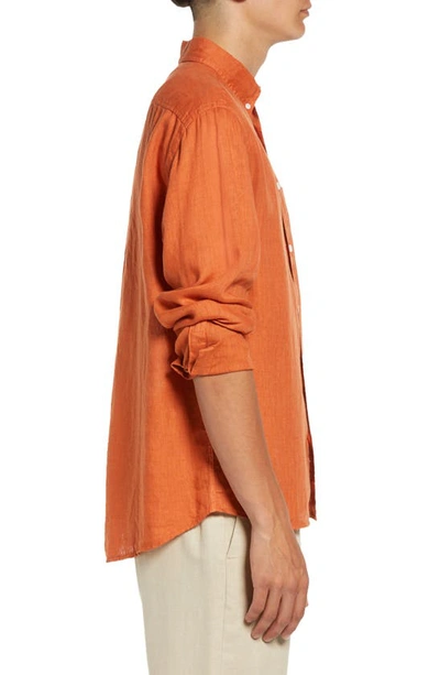 Shop Billy Reid Tuscumbia Standard Fit Linen Button-down Shirt In Burnt Orange