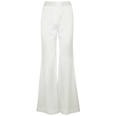 Shop Galvan Julianne White Wide-leg Satin Trousers