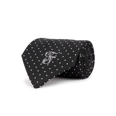 FORBES TAILORING BLACK POLKA-DOT JACQUARD SILK TIE 