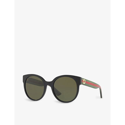 Shop Gucci Women's Black Gg0035sn Round-frame Acetate Sunglasses