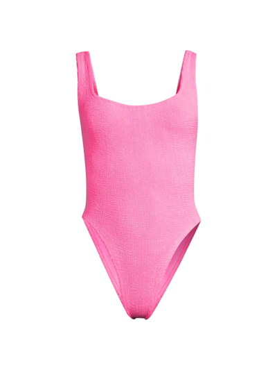 Shop Hunza G Women's Crinkle One-piece Swimsuit In Bubblegum