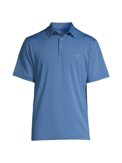 Shop Vineyard Vines Men's Bradley Striped Polo Shirt In Moonshine Ocean Breeze
