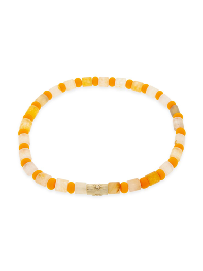 Shop Luis Morais Men's Sun Symbol Beaded Stretch Bracelet In Yellow