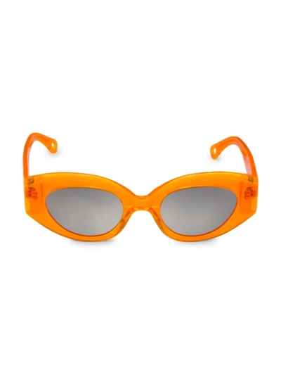 Shop Philo Women's Petra 47mm Cat Eye Sunglasses In Orange Silver