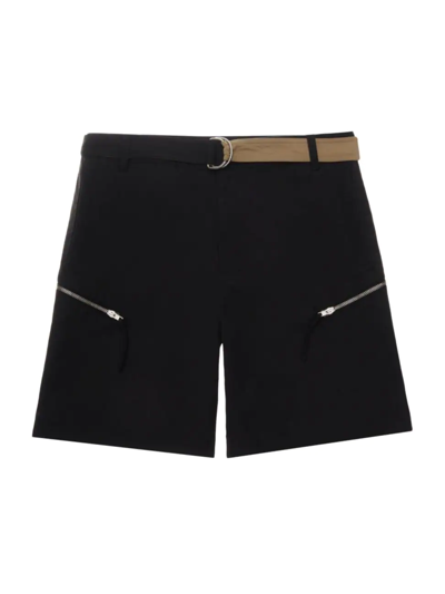 Shop Helmut Lang Men's Cotton Nylon Zip Shorts In Black