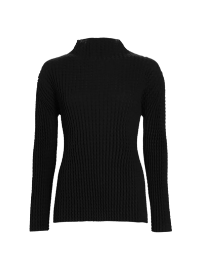 Shop Issey Miyake Women's Spongy Long-sleeve Top In Black