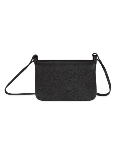 Shop Longchamp Women's Le Foulonné Leather Wallet-on-strap In Black