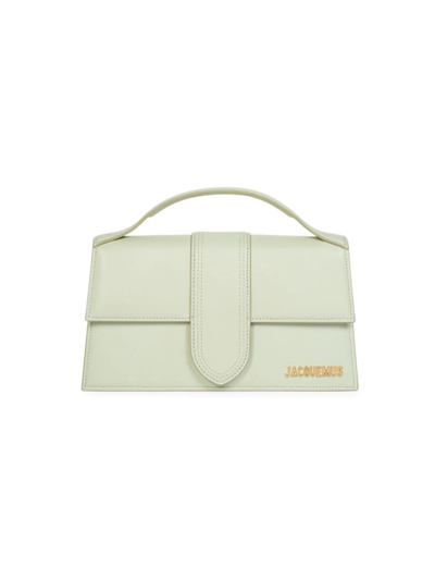 Shop Jacquemus Women's Le Grand Bambino Leather Top Handle Bag In Light Green