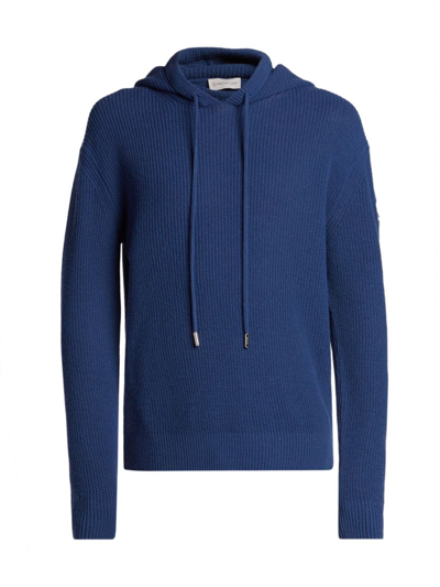 Shop Moncler Men's Wool & Cashmere Hoodie Sweater In Navy