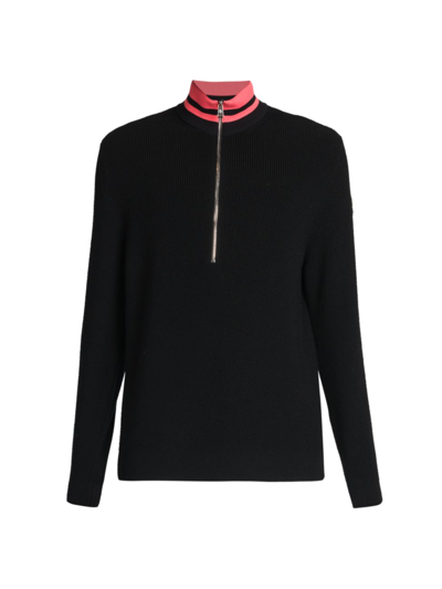 Shop Moncler Men's Mockneck Quarter-zip Sweater In Black