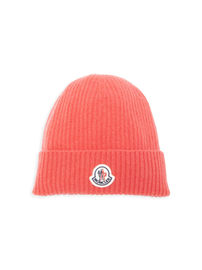 Shop Moncler Men's Logo Wool & Cashmere Beanie Hat In Pink