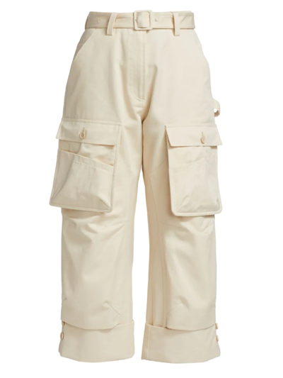 Shop Simone Rocha Women's Cropped Belted Cargo Pants In Cream