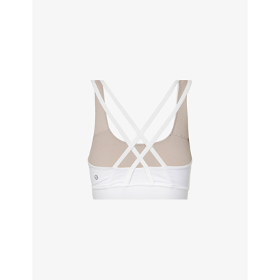 Shop Lululemon Women's White Energy Stretch-woven Sports Bra