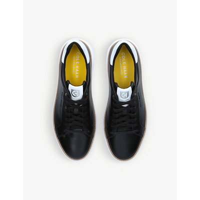 Shop Cole Haan Men's Black Grand Pro Topspin Leather Trainers