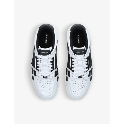 Shop Amiri Skel Panelled Leather Low-top Trainers In White/blk